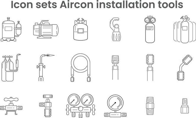 Icon sets Aircon installation tools