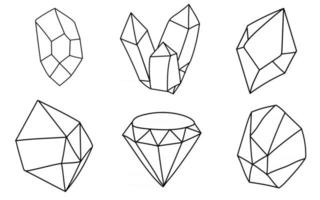 Doodles crystals collection isolated line set Hand drawn vector illustrations coloring Sketch for a tattoo