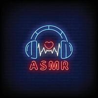 vector de texto de estilo de letreros de neón asmr