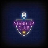 stand up club letreros de neón estilo texto vector