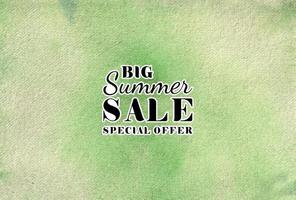 Summer sale watercolor hand painted background texture aquarelle abstract emerald backdrop horizontal template vector