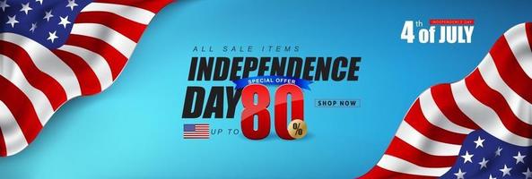 Independence day USA sale promotion banner template vector