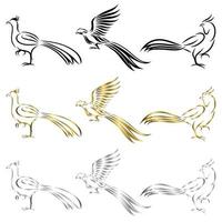 Set of line art vector logo of pheasant Can be used as a logo Or decorative items