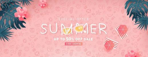 Summer sale banner poster template vector