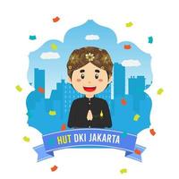 Birthday Jakarta Greeting Card With Character vector