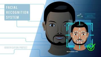 Recognized biometric face man cartoon vector