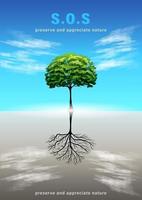 preserve and appreciate nature single tree realistic vector