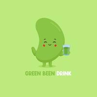Cute Smiling Green Bean Drink Character vector