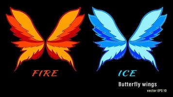 fuego y hielo coloridas alas de mariposa vector