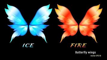 Fire and ice colorful gradient butterfly wings vector