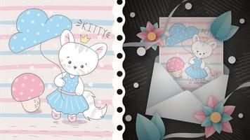 Princess kitty idea for greeting card vector