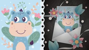 Happy hippo idea for greeting card vector