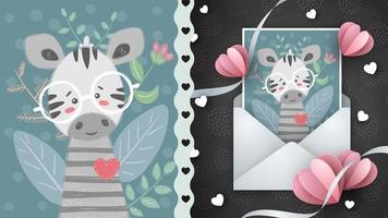 Pretty animal zebra idea for greeting card vector