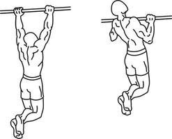 ejercicios de pull-up y entrenamiento con pesas vector