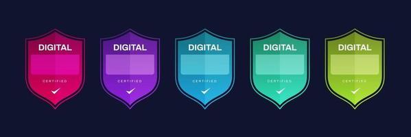 Certified logo badge Criteria level digital certificate with shield logo line vector illustration icon secure template