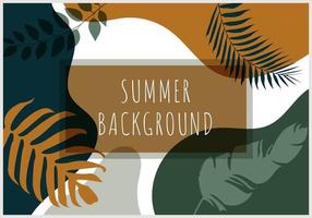 Abstract background summer tropical banner with palm leaves and exotic plants organic shape vector