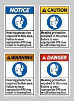 Hearing Protection Required In This Area Failure To Wear Appropriate PPE May Result In Hearing Loss vector