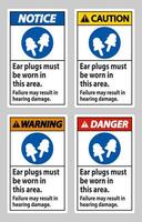 Ear Plugs Must Be Worn In This Area Failure May Result In Hearing Damage vector