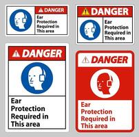 Danger Sign Ear Protection Required In This Area Symbol vector