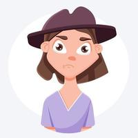 portrait of a girl with a displeased expression vector