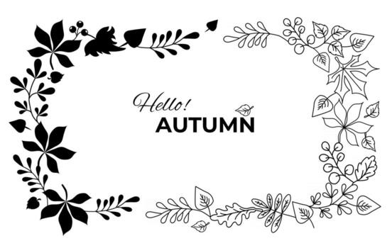 Horizontal frame vignette of Autumn leaves vector