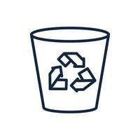 trash bin recycle ecology environment icon linear vector