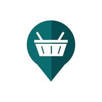 pin location basket market business commerce shopping vector