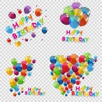 Set of Bunches and Groups of Color Glossy Helium Balloons Isolated vector