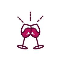 wine glass cheers celebration drink beverage icon line and filled vector