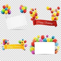 Group of Colour Glossy Helium Balloons with Ribbon Isolated vector