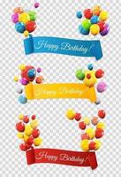 Group of Colour Glossy Helium Balloons with Ribbon Isolated vector