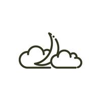 clouds moon weather nature line design vector