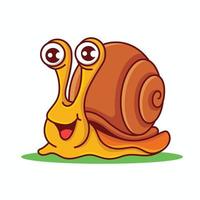 caricatura, sonriente, caracol, con, grande, concha, carácter, mascota vector