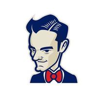 Retro gentleman with nice hairstyle and red bowtie vector