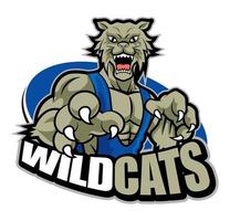 Muscular wild cat in blue theme for sport concept vector