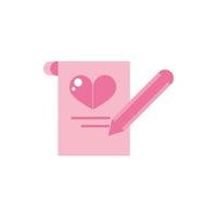 feliz dia de san valentin escribiendo carta mensaje corazon diseño rosa vector