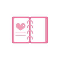 Feliz día de San Valentín lindo bloc de notas con espiral y corazón amor diseño rosa vector