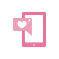 feliz día de san valentín teléfono inteligente corazones amor aplicación diseño rosa vector