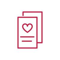 feliz día de san valentín tarjeta de felicitación corazón encantador diseño de línea roja vector