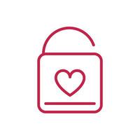 happy valentines day open padlock heart love romance red line design vector