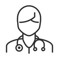 online health doctor with stethoscope character covid 19 pandemic line icon vector