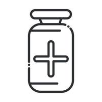 online health bottle medicine pharmacy prescription covid 19 pandemic line icon vector