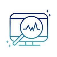 online health computer magnifier pulse cardiology covid 19 pandemic gradient line icon vector