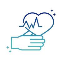 online health hand and heartbeat care covid 19 pandemic gradient line icon vector