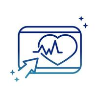 online health website clicking heartbeat covid 19 pandemic gradient line icon vector