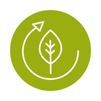 leaf ecology cycle alternative sustainable energy block line style icon vector