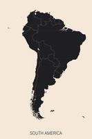 El mapa político detallado del continente de América del Sur con fronteras. vector