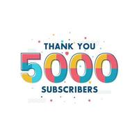 gracias 5000 suscriptores tarjeta de felicitación de celebración para 5000 suscriptores sociales vector