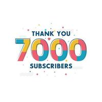 gracias 7000 suscriptores tarjeta de felicitación de celebración para 7k suscriptores sociales vector