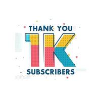 Thank you 1k Subscribers celebration Greeting card for 1000 social Subscribers vector